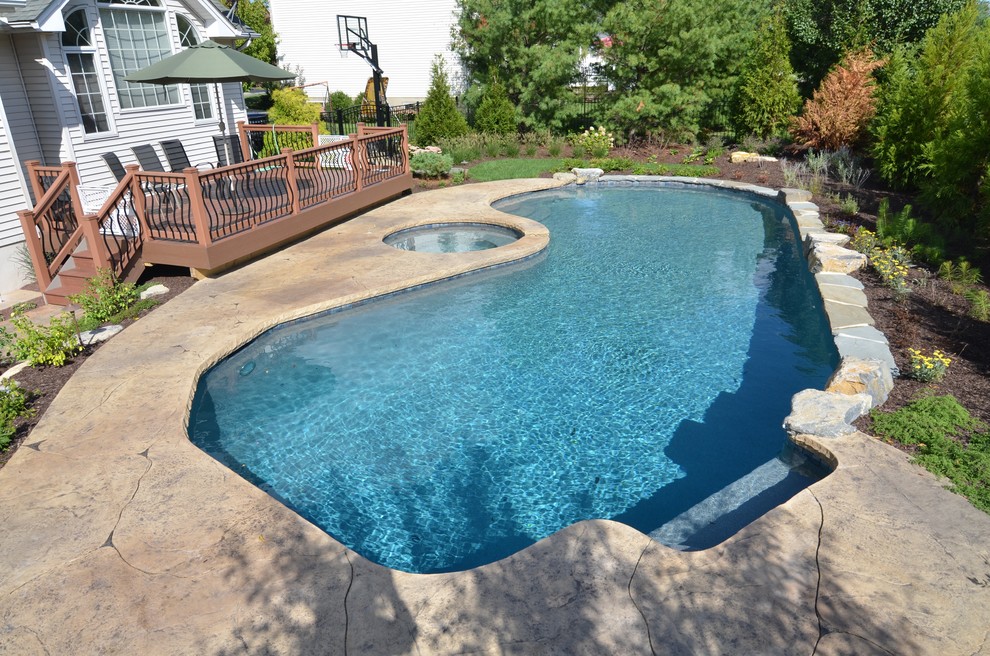 In Ground Swimming Pool with Flush Spa Traditional Pool
