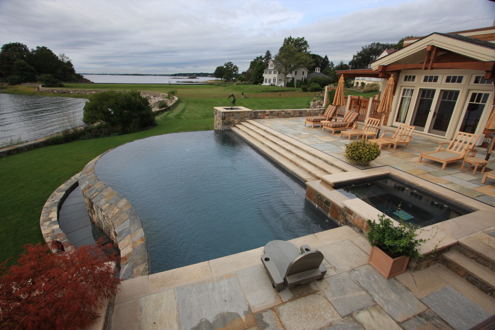 Infinity Pool overlooking Long Island Sound Contemporary Pool New