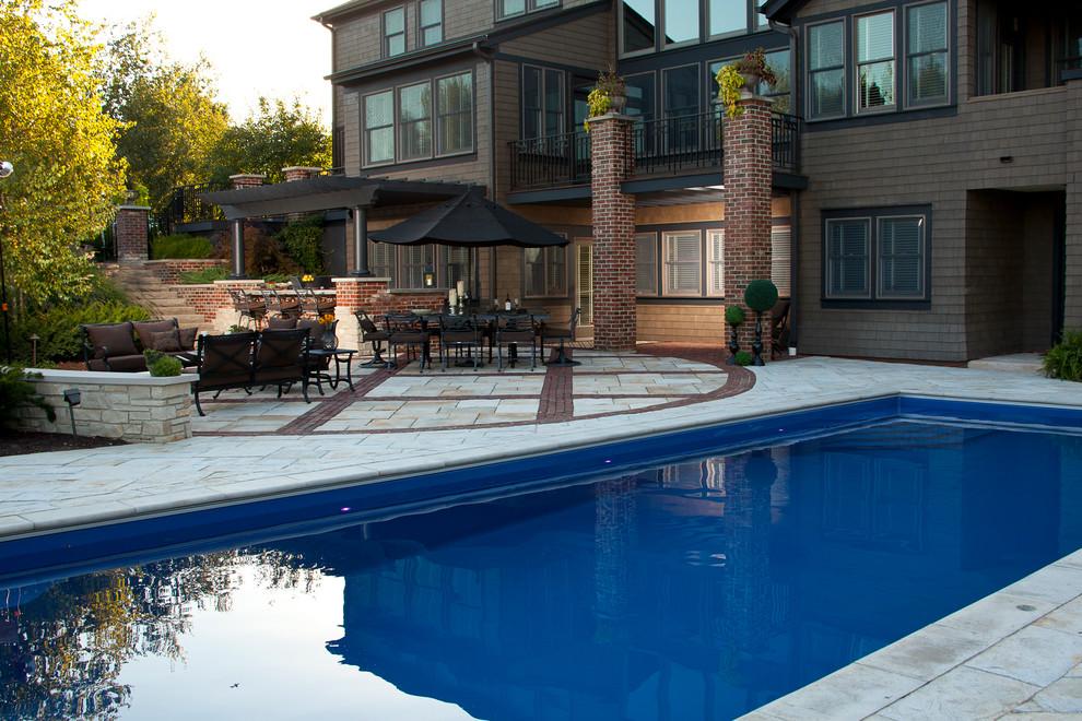 Inground Fiberglass Pool and Hardscape Project Modern Pool Chicago by Sonco Pools & Spas