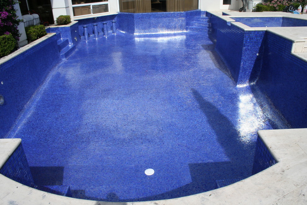 Iridescent glass tile pool Modern Pool Miami by Foreverpools
