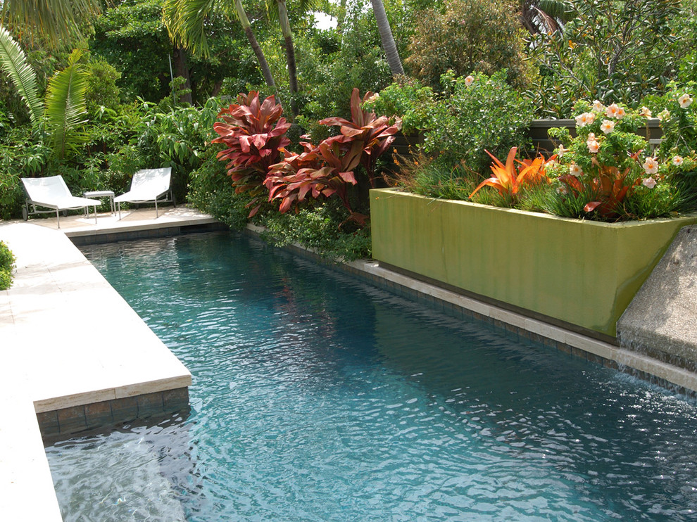 Inspiration for a contemporary l-shaped swimming pool in Miami.