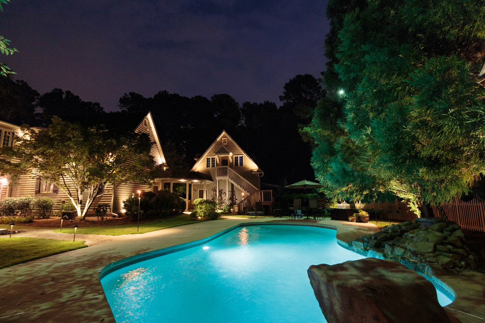 Kennesaw, GA House and Backyard Lighting Project Traditional Pool