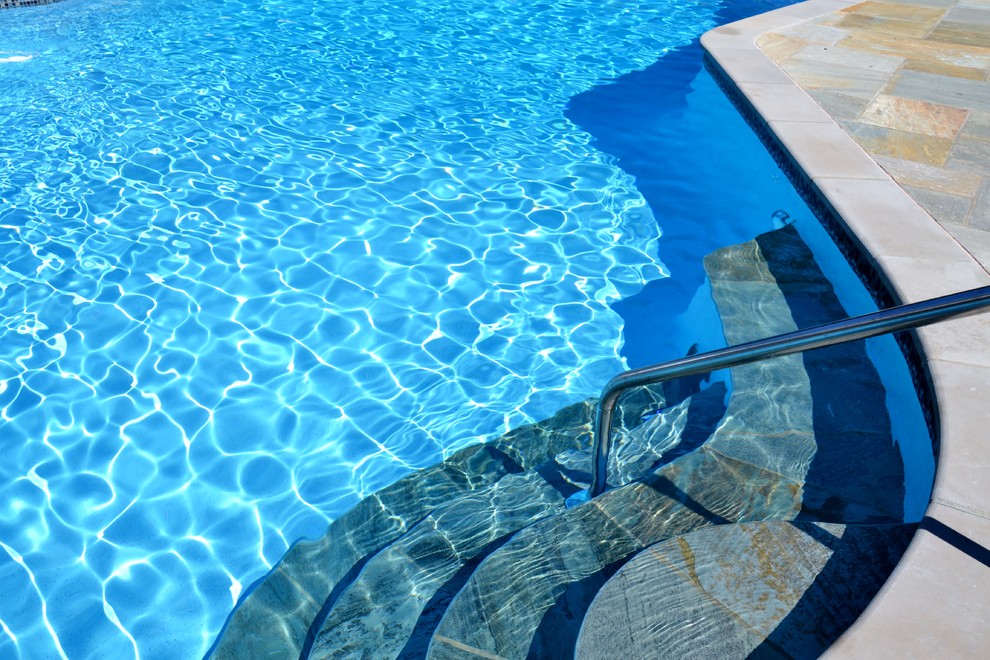 Foto di una grande piscina naturale chic personalizzata dietro casa