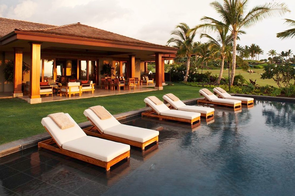 Pool - tropical rectangular pool idea in Hawaii