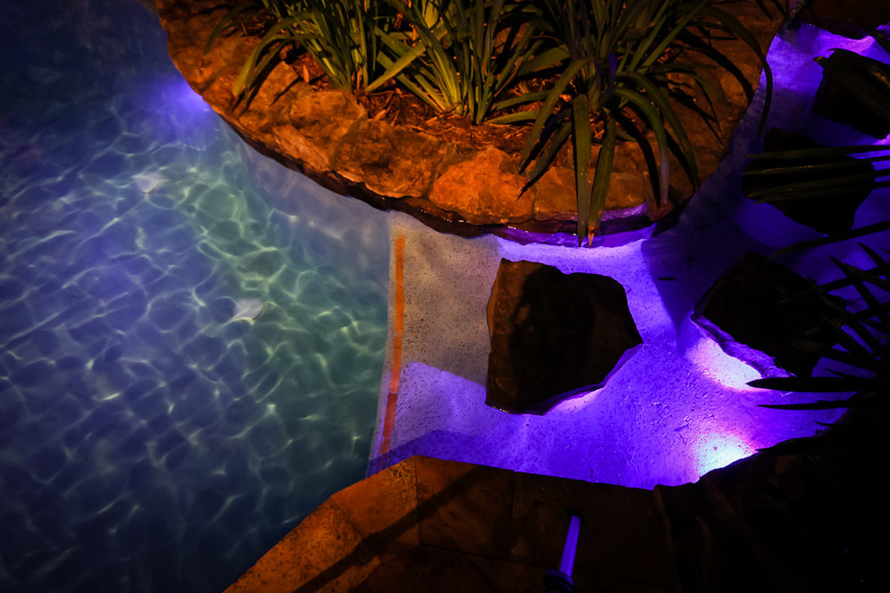 Lagoon Freeform Tropical Pool With Rock Steps In Palm Beach County Florida Ex Tico Piscina