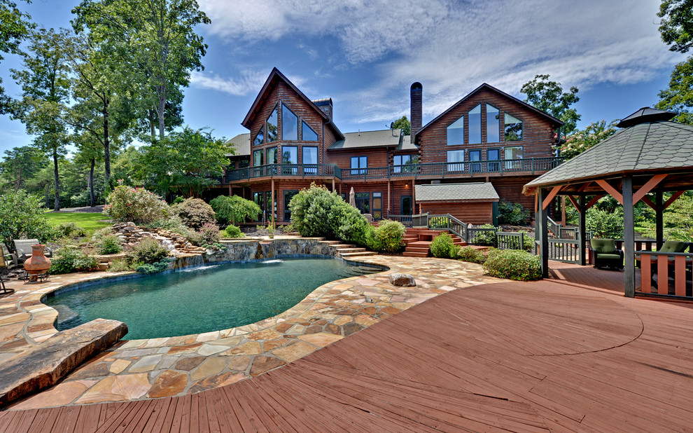 Lake Lanier Custom Homes Rustic Pool Atlanta by Envision 