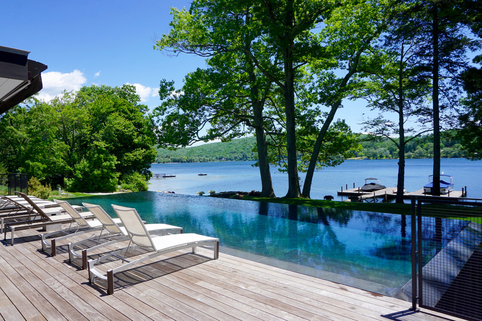 Lakeside Infinity Edge Pool Modern Pool Bridgeport by