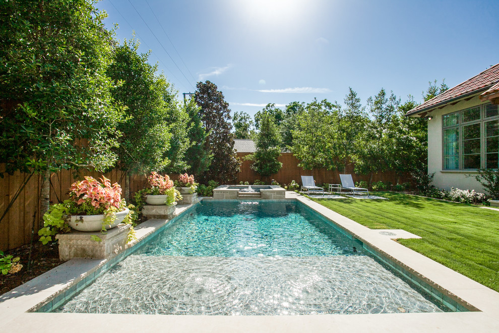 Large Outdoor Pool with Water Feature - Mediterranean - Pool - Dallas ...