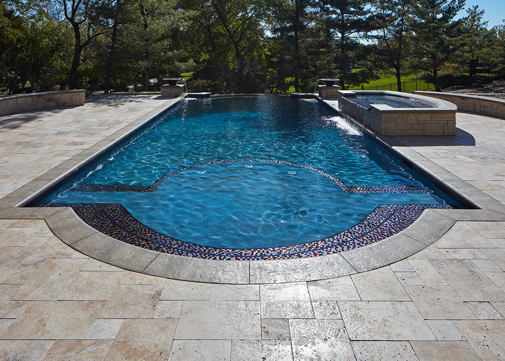 Linden Estates Travertine Poolscape Pool Omaha by Elite