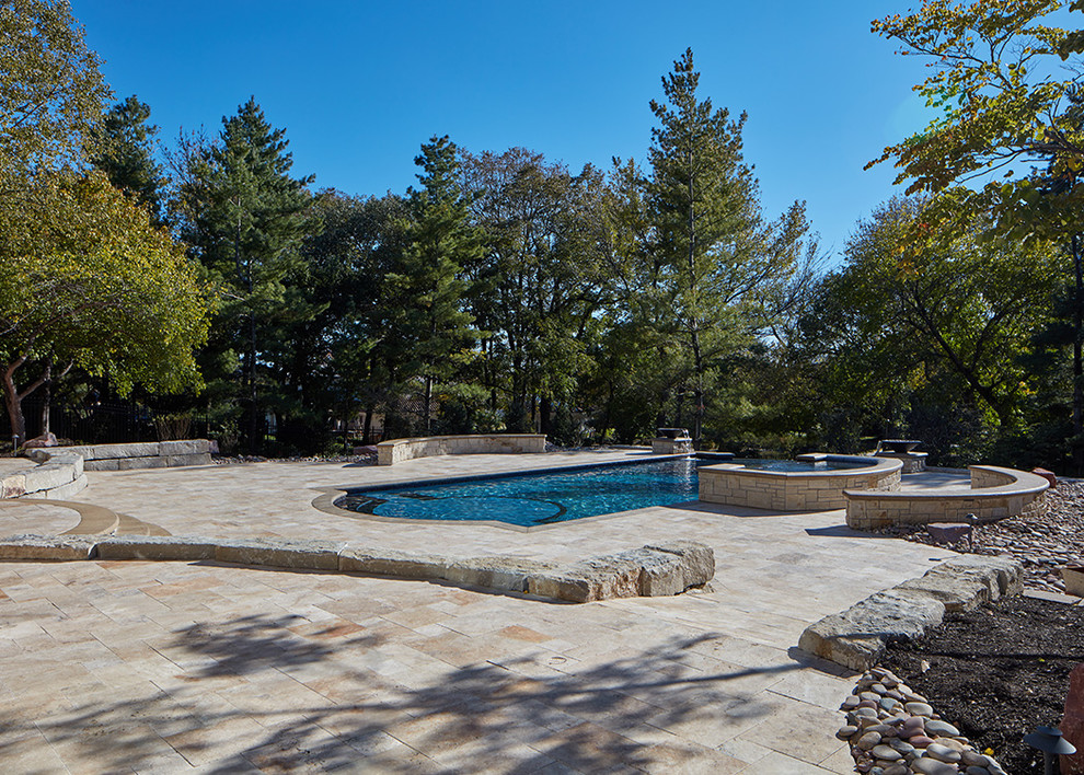 Linden Estates Travertine Poolscape Pool Omaha by Elite
