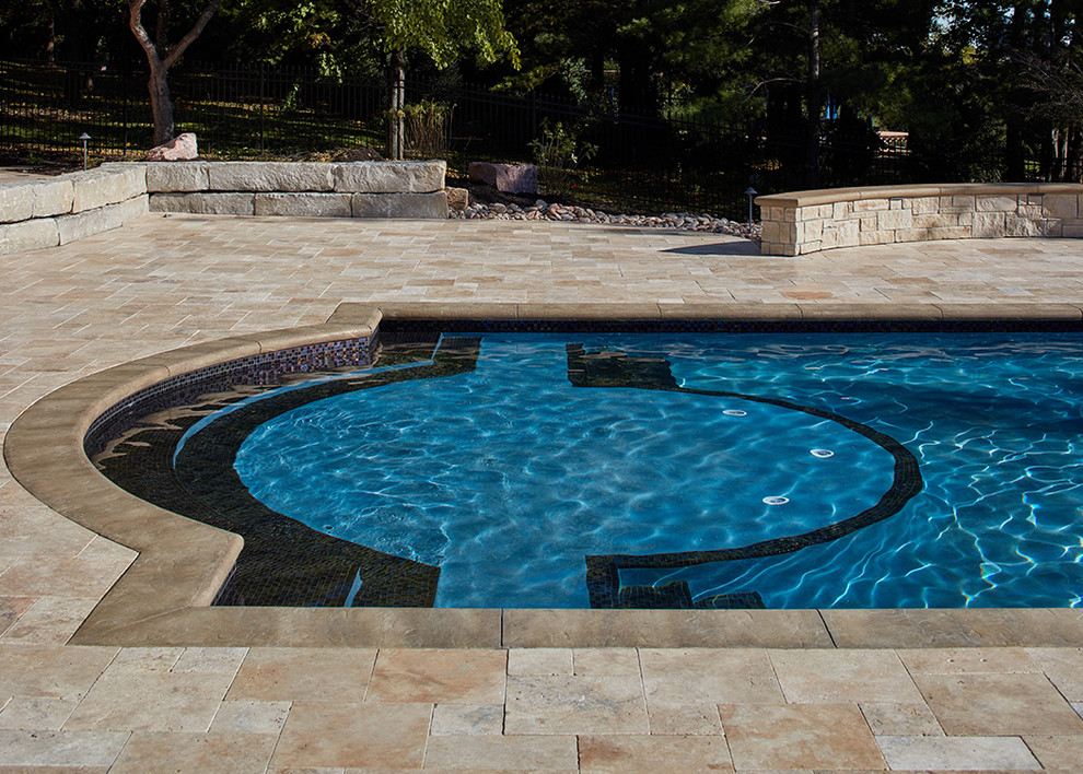 Linden Estates Travertine Poolscape Pool Omaha by Elite