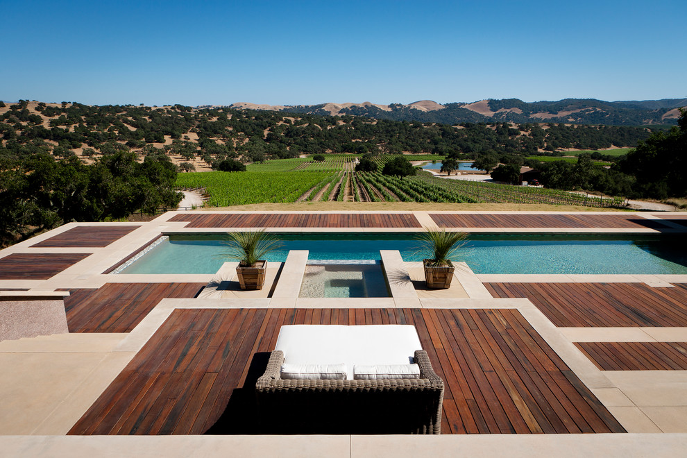 This is an example of a contemporary swimming pool in Santa Barbara with decking.