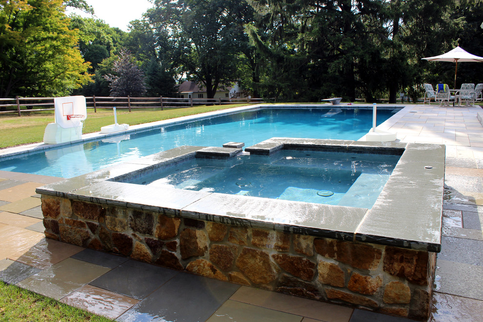 Rectangular Pool With Raised Spa