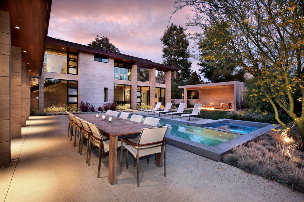Example of a trendy courtyard rectangular lap pool design in Orange County