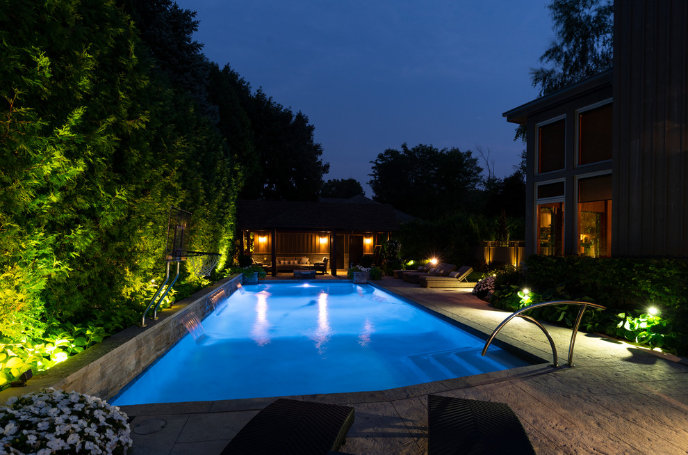 Markham Outdoor Lighting Redesign View After Conscape Modern Pool