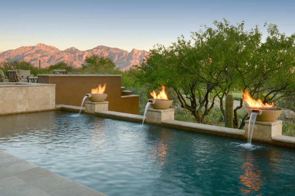 This is an example of a mediterranean swimming pool in Phoenix.