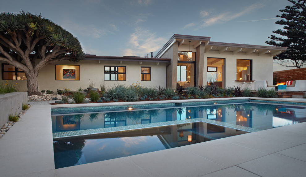 This is an example of a contemporary rectangular swimming pool in Santa Barbara.