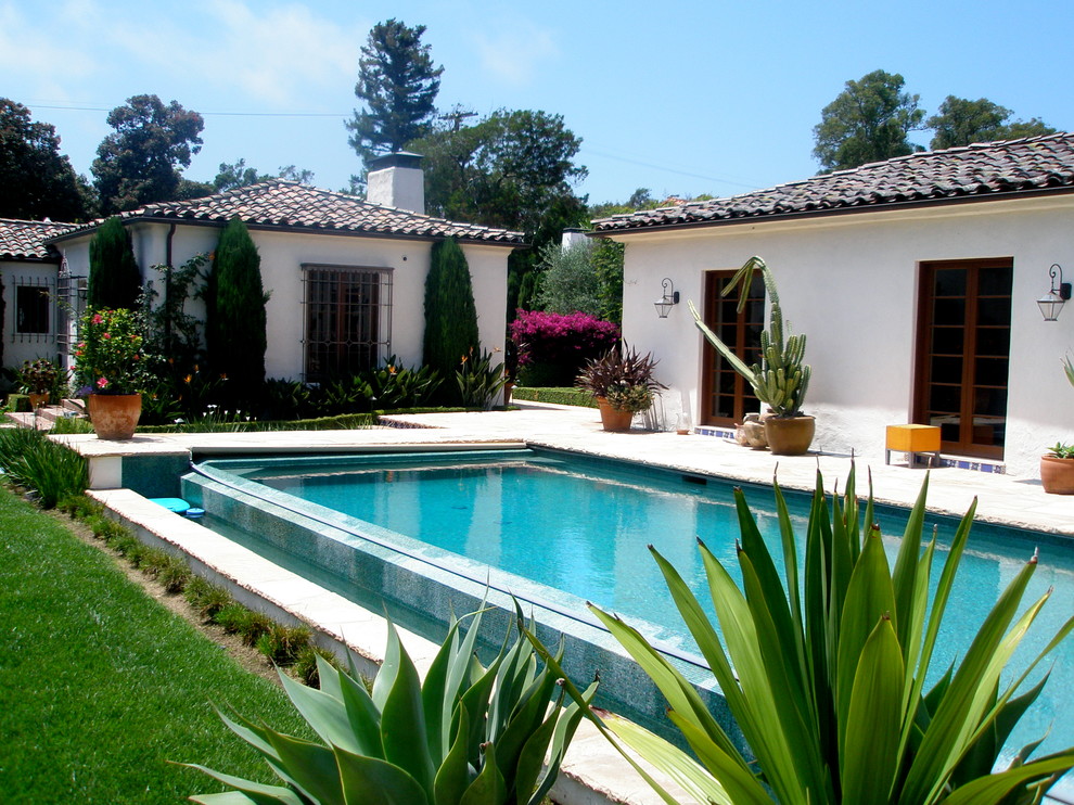 Mediterranean rectangular swimming pool in Santa Barbara.