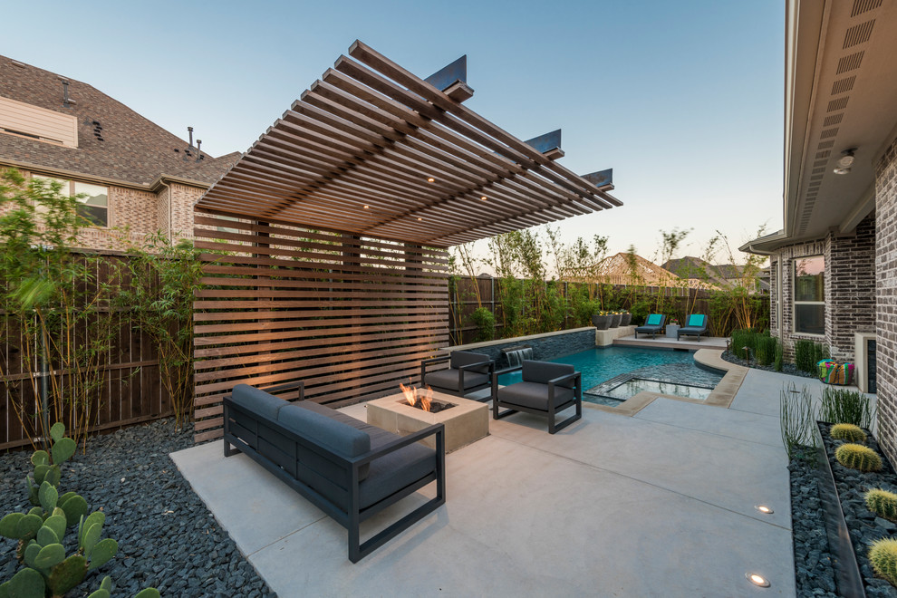 Pool - small transitional backyard concrete and custom-shaped pool idea in Dallas