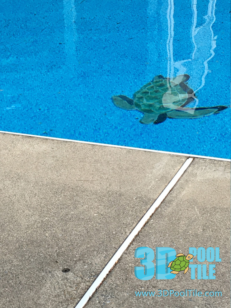 Foto di una piscina naturale tropicale rettangolare di medie dimensioni e dietro casa con lastre di cemento