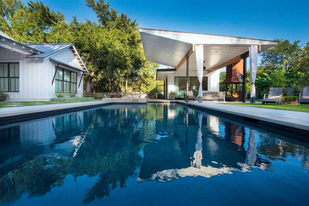 Inspiration for a large contemporary pool remodel in Austin