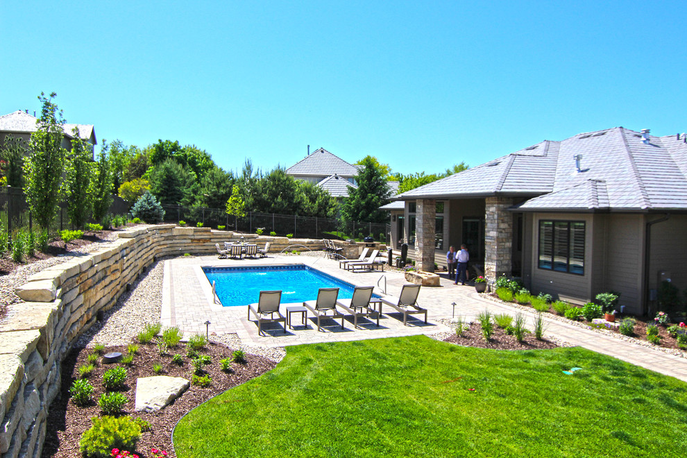 Modern Oasis Coastal Swimming Pool & Hot Tub Omaha by Watkins