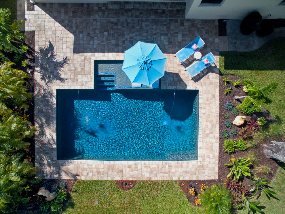 Immagine di una piscina tropicale rettangolare