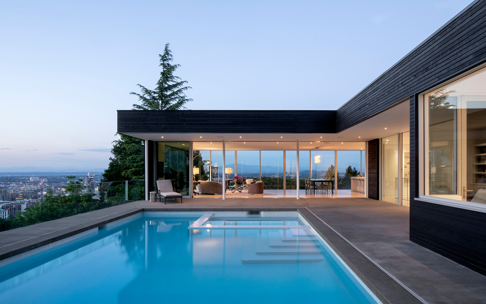 Pool - modern rectangular pool idea in Portland