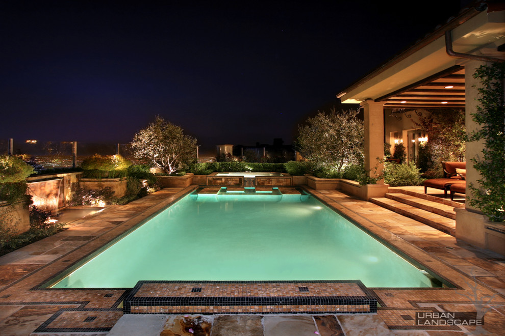 Design ideas for a world-inspired swimming pool in Orange County.
