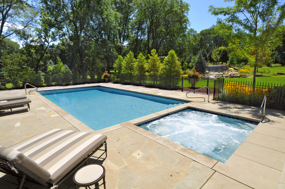 Naperville, IL Swimming Pool and Hot Tub with Automatic Covers