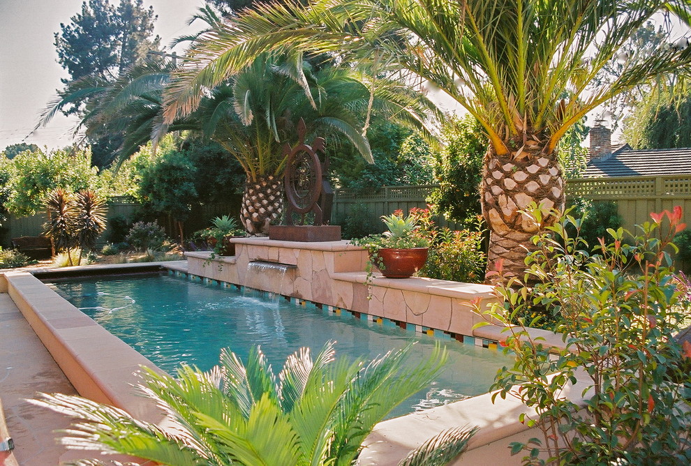 Diseño de piscina alargada exótica