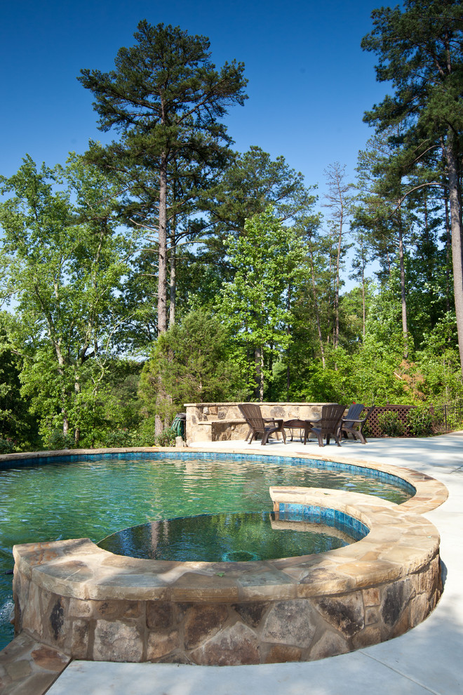 Negative Edge Pool with Waterfall & Natural Spa Classique Piscine
