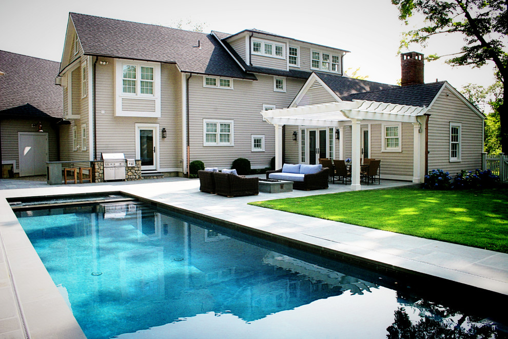 Inspiration for a small contemporary pool remodel in New York