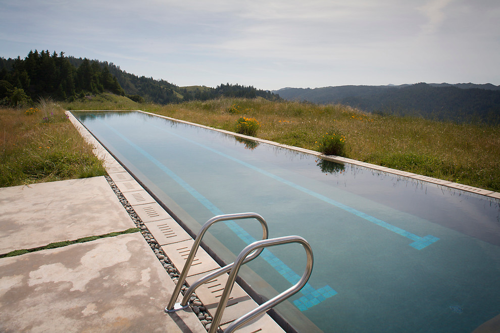 サンフランシスコにあるコンテンポラリースタイルのおしゃれな競泳用プールの写真