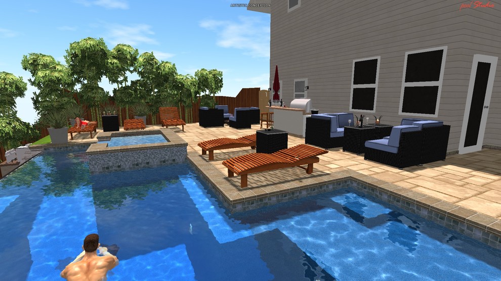 Design ideas for a modern swimming pool in San Diego.