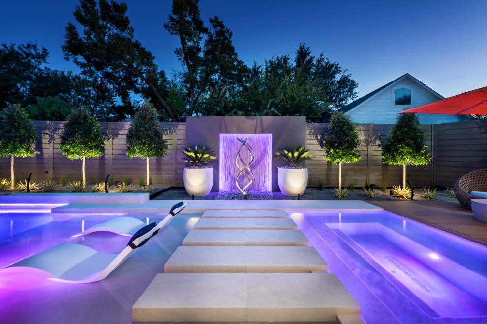 North Dallas Full Property Modern Landscape Design + Pool Modern