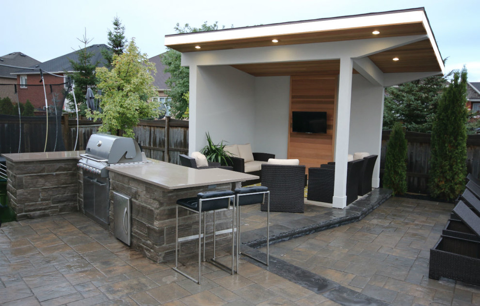 Inspiration for a contemporary backyard pool remodel in Toronto