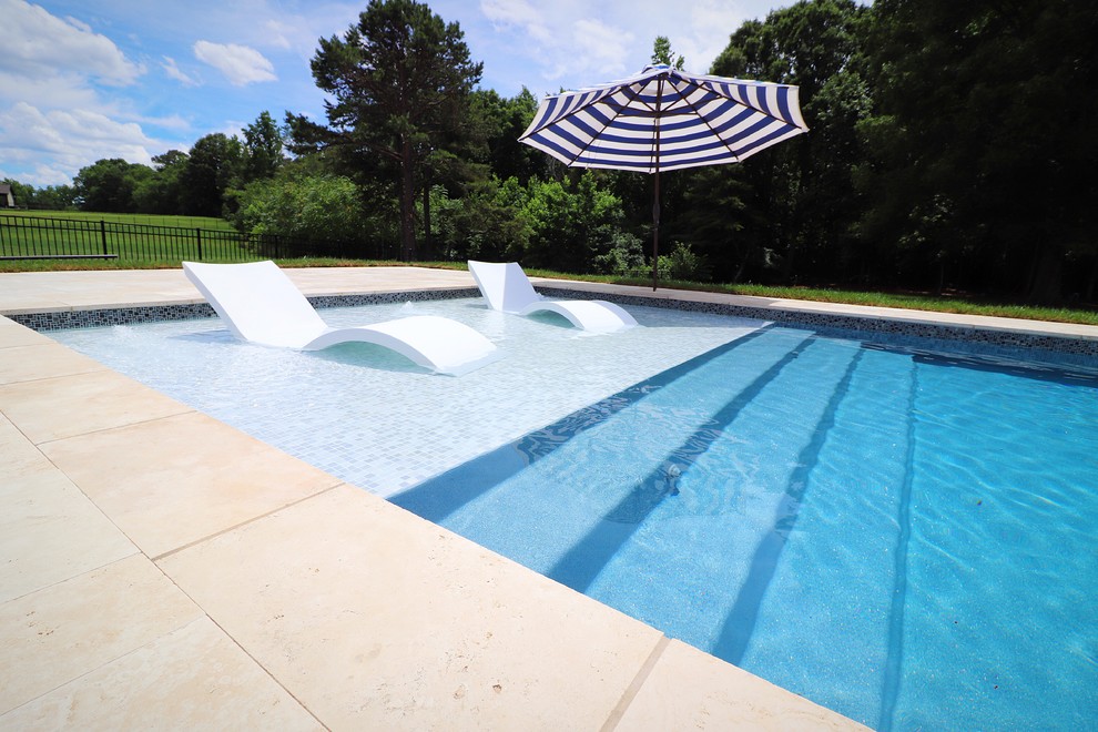 Idee per una piscina contemporanea dietro casa