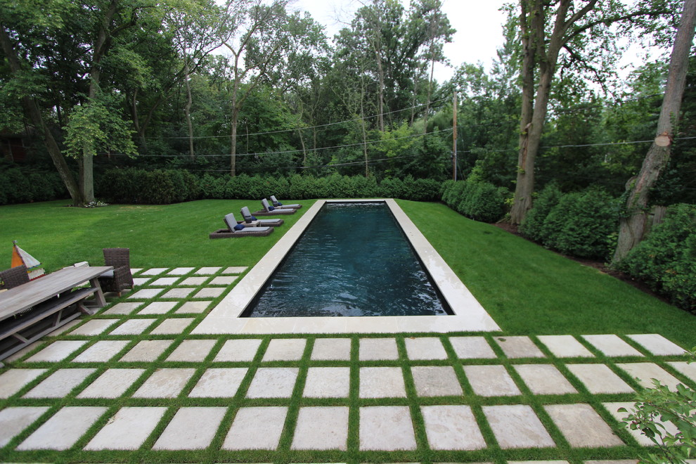 Open Jointed Stone Pool Patio Contemporary Pool Chicago by