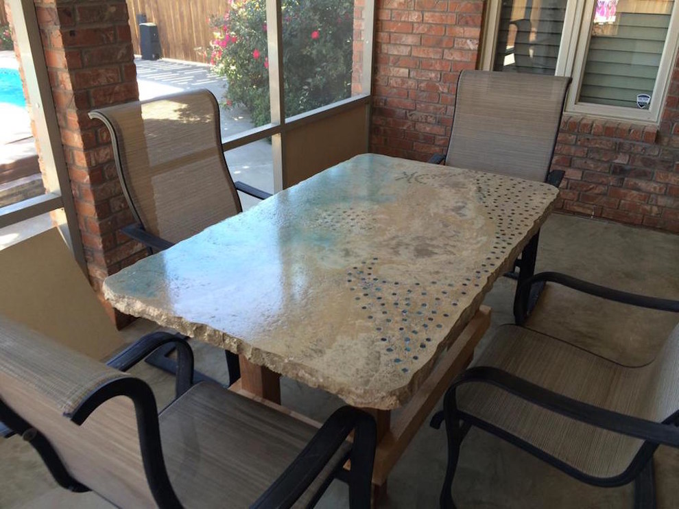 Outdoor Kitchen & Furniture Custom Concrete Tropical Pool Austin