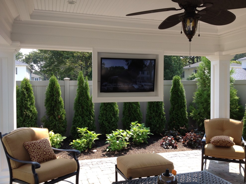 Outdoor TV Install Modern Pool New York by Audio Video Central