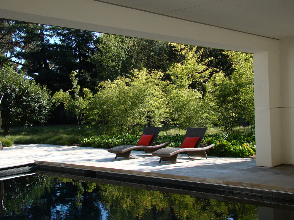 Foto de piscina contemporánea rectangular y interior