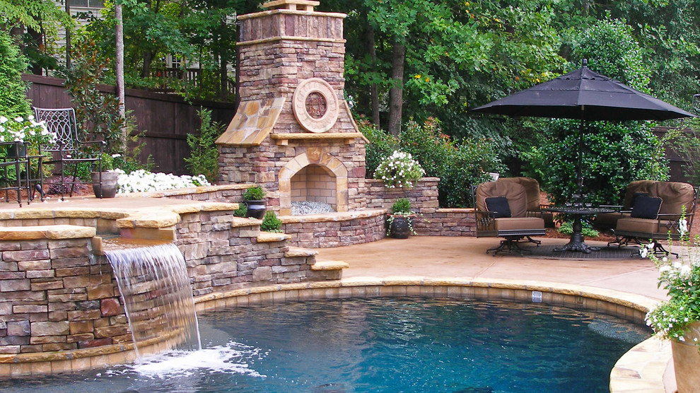 Peaceful Backyard Oasis with Pool House & Fire Pit - Traditional - Pool ...