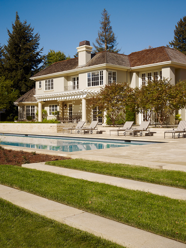 Design ideas for a classic back rectangular lengths swimming pool in San Francisco.
