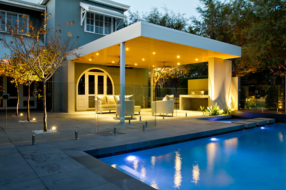 This is an example of a contemporary custom shaped swimming pool in Perth.