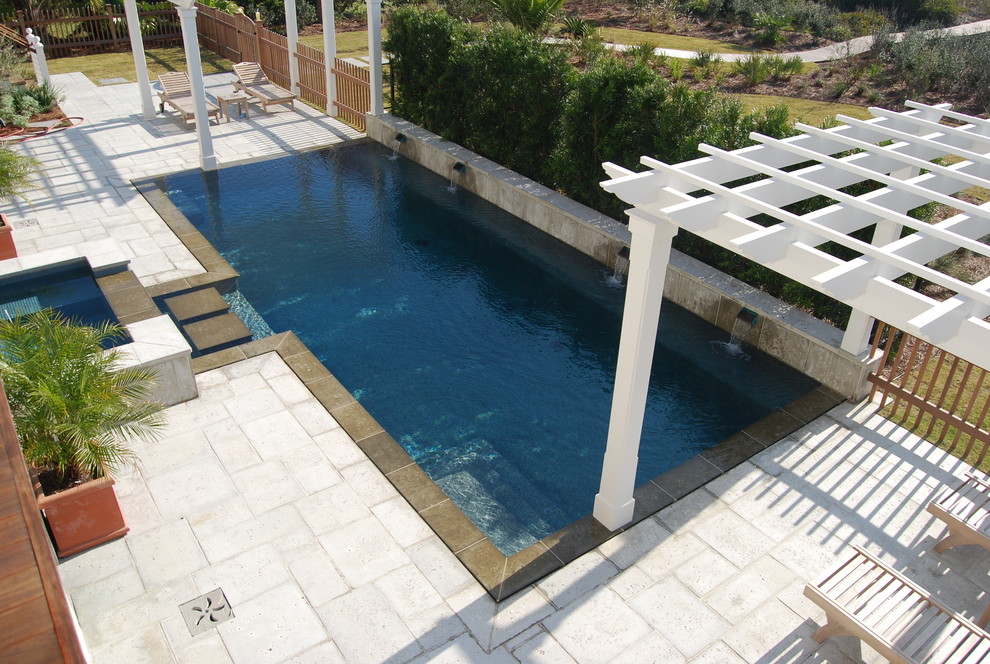 Design ideas for a contemporary swimming pool in Charleston.