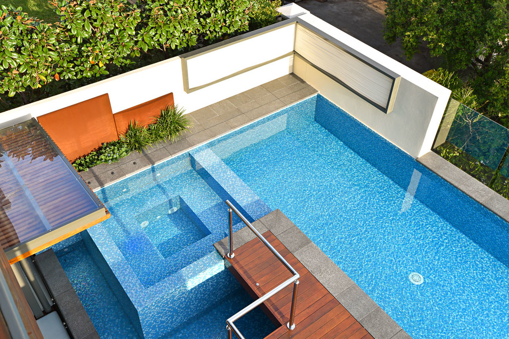 Kleiner, Gefliester Moderner Pool auf dem Dach in individueller Form in Brisbane