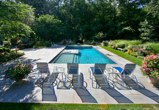 rectangular pool with sun shelf