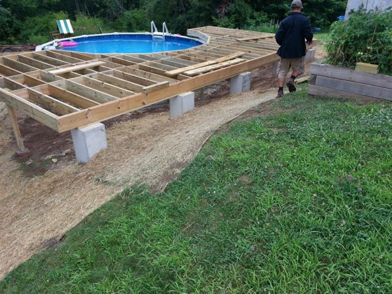 Diseño de piscina elevada de tamaño medio a medida en patio trasero