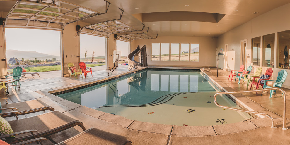 Traditional indoor rectangular swimming pool in Salt Lake City.